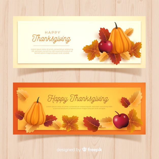 Free Vector realistic thanksgiving banners