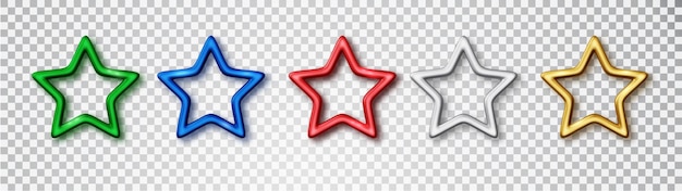 Free Vector realistic thin stars on a transparent background set vector objects