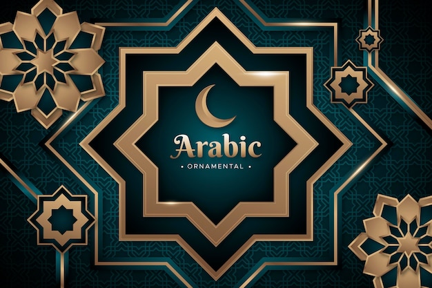 Realistic three-dimensional arabic ornamental background