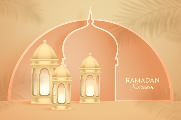 Realistic three-dimensional ramadan kareem illustration