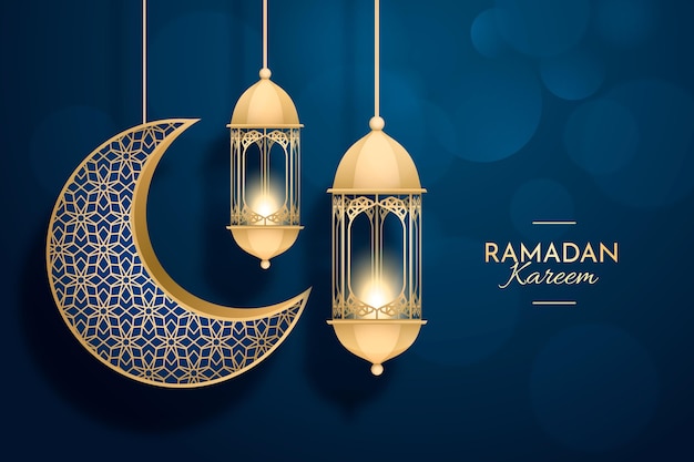 Free Vector realistic three-dimensional ramadan kareem illustration