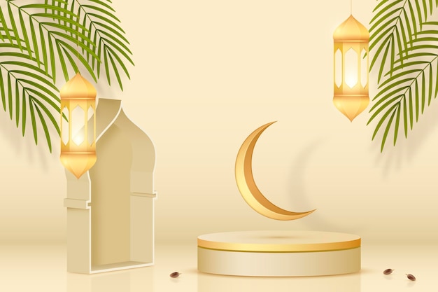 Realistic three-dimensional ramadan kareem illustration