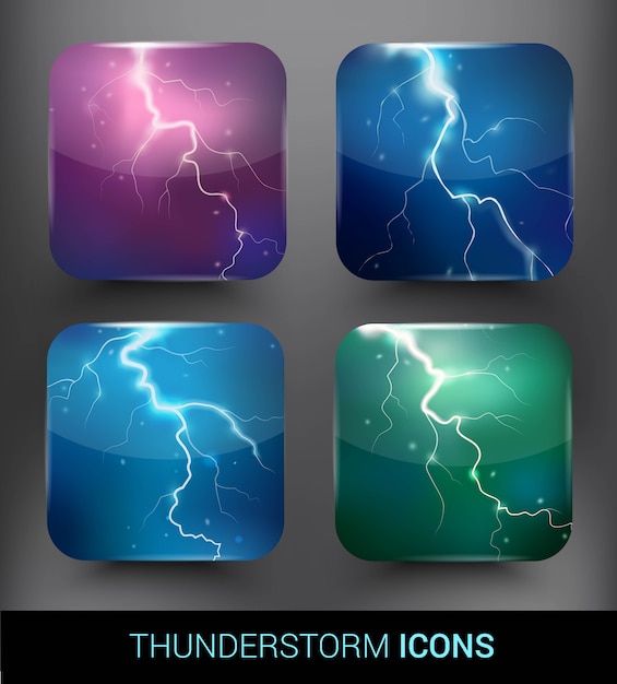 Free Vector realistic thunderstorm elements set