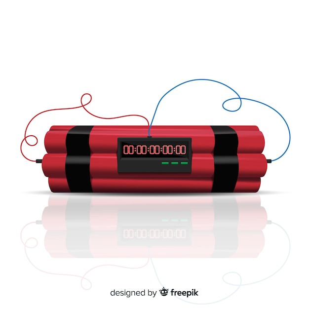 Free vector realistic time bomb with dynamite