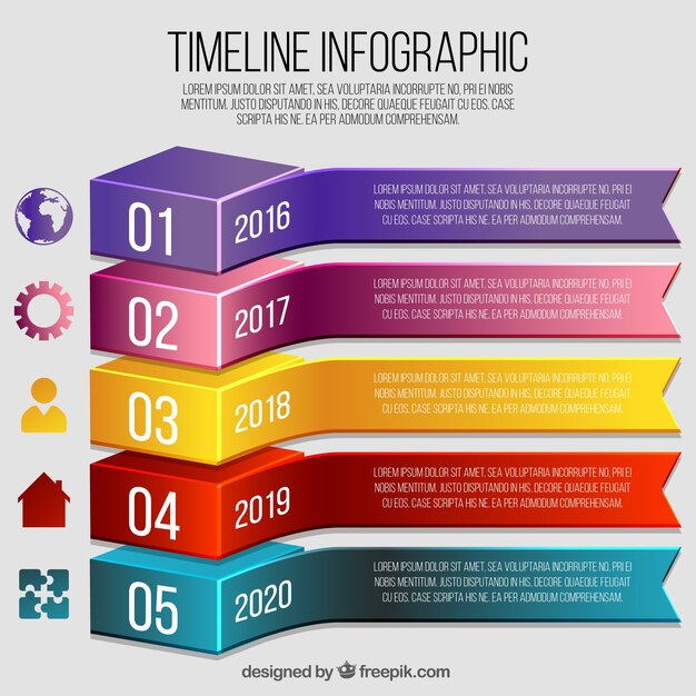 Realistic timeline infographic template