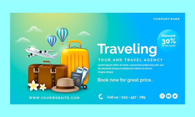 Realistic travel agency template design