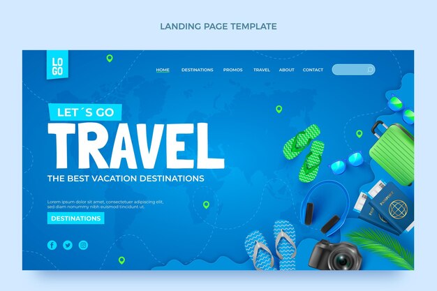 Realistic travel landing page