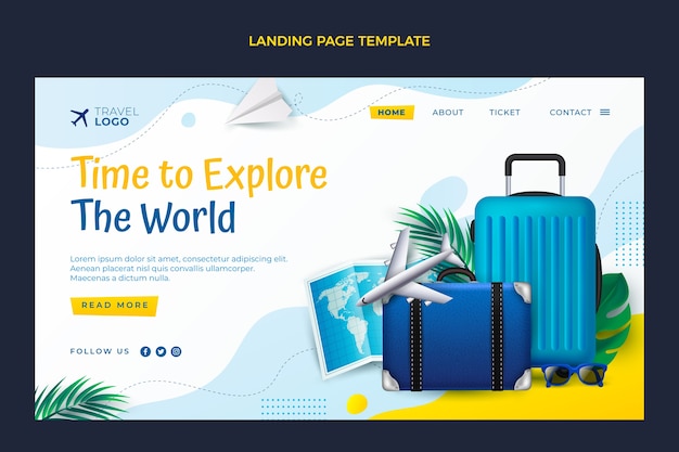 Free Vector realistic travel landing page