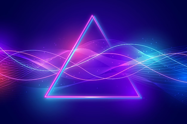 Realistic triangle neon lights background