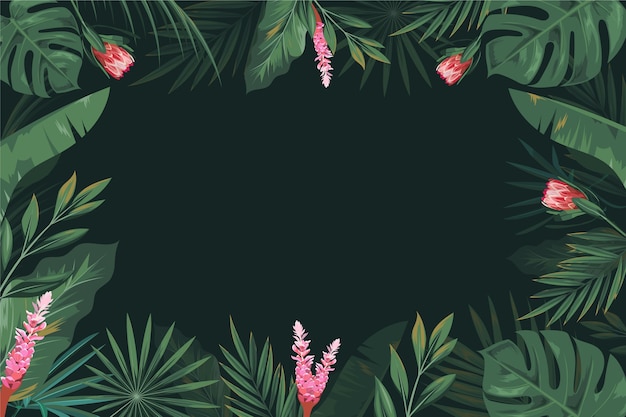 Realistic tropical leaves background