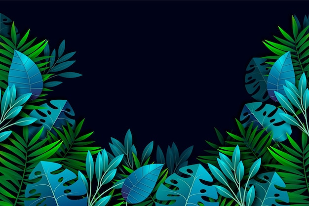 Realistic tropical leaves background