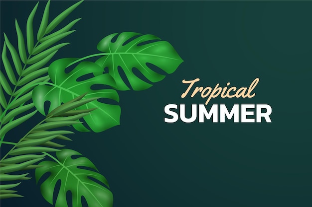 Realistic tropical leaves background