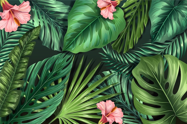 Free Vector realistic tropical leaves background