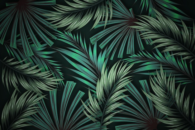 Realistic tropical leaves background