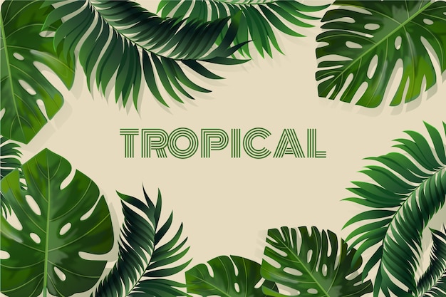 Realistic tropical leaves background