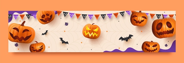 Free Vector realistic twitch banner template for halloween celebration