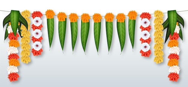 Realistic ugadi garland illustration