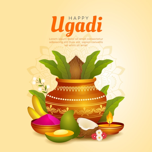 Realistic ugadi illustration