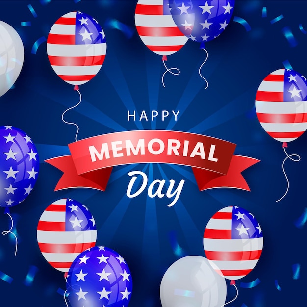 Free Vector realistic usa memorial day illustration