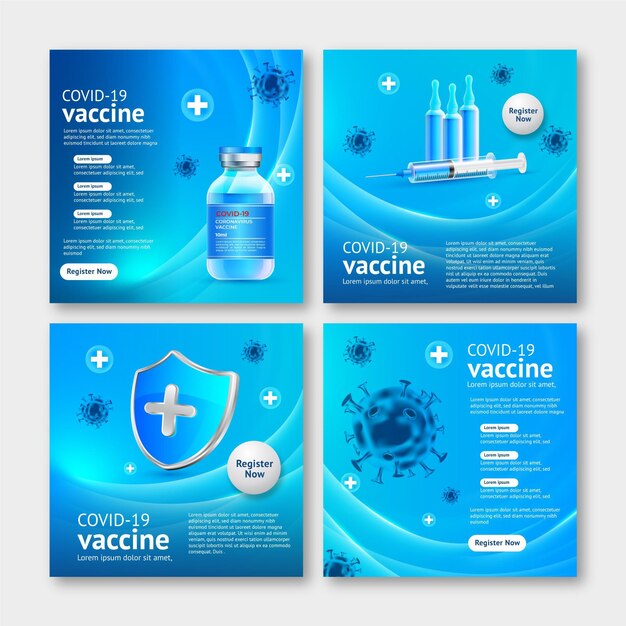 Realistic vaccine instagram post collection