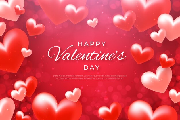 Realistic valentine's day background with hearts