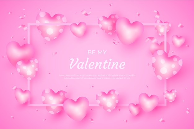 Realistic valentine's day background with hearts