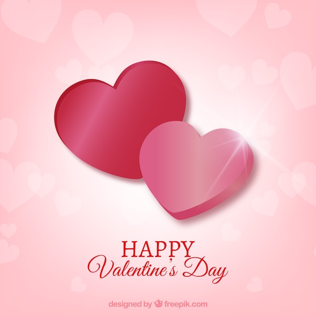 Realistic valentine's day background with two hearts