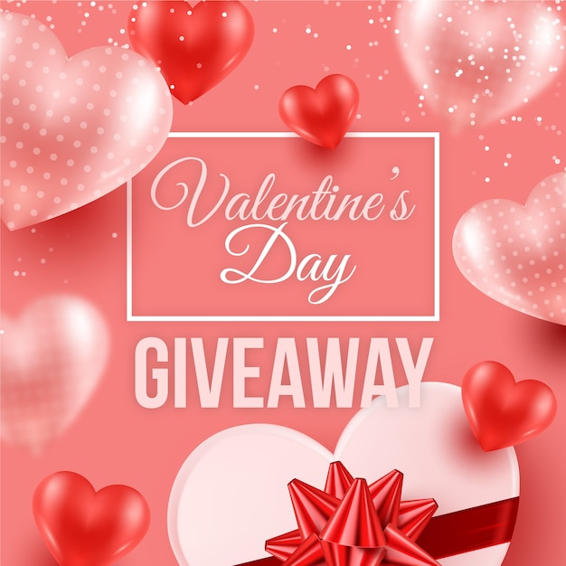 Realistic valentine's day giveaway illustration