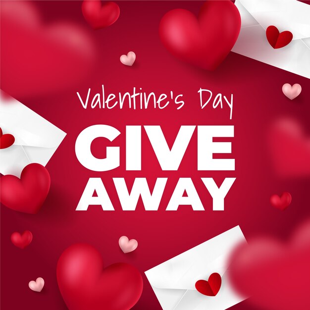 Realistic valentine's day giveaway illustration