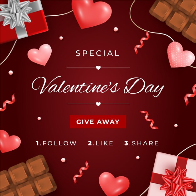 Realistic valentine's day giveaway illustration