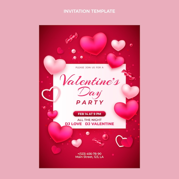 Realistic valentine's day invitation template