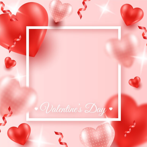 Realistic valentine's day photo frame template