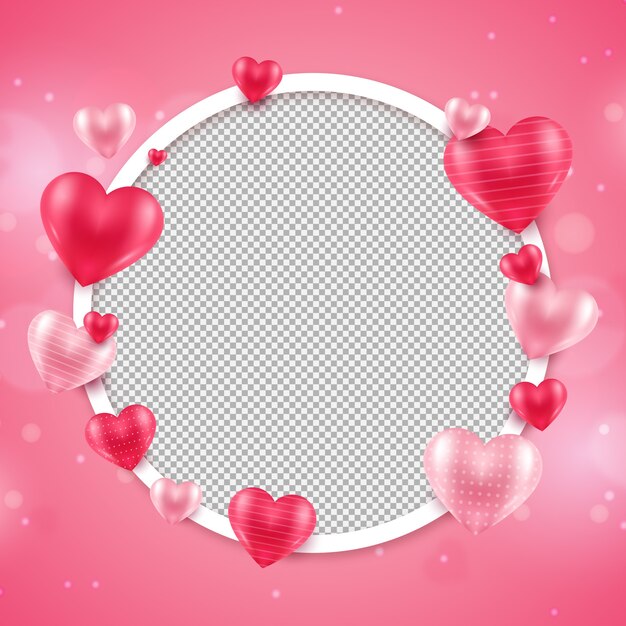 Realistic valentine's day photo frame template