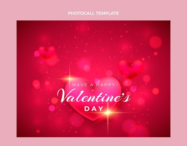 Realistic valentine's day photocall template