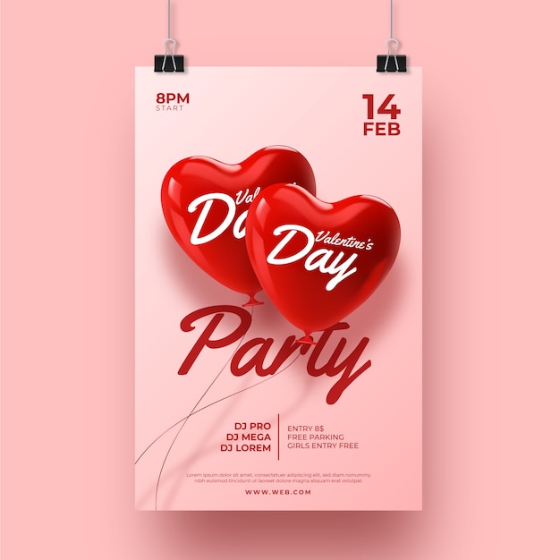 Free Vector realistic valentine's day poster template