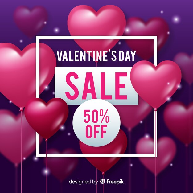 Realistic valentine's day sale background