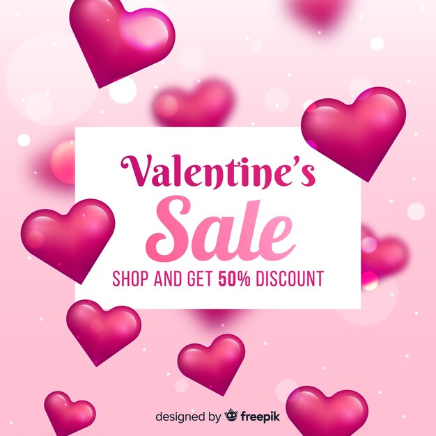 Realistic valentine's day sale background