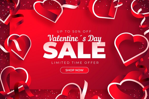 Realistic valentine's day sale with discount