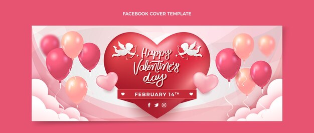 Realistic valentine's day social media cover template