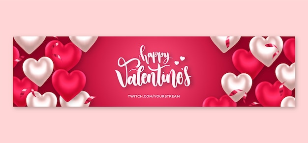 Free vector realistic valentine's day twitch banner