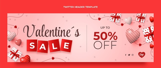 Realistic valentine's day twitter header