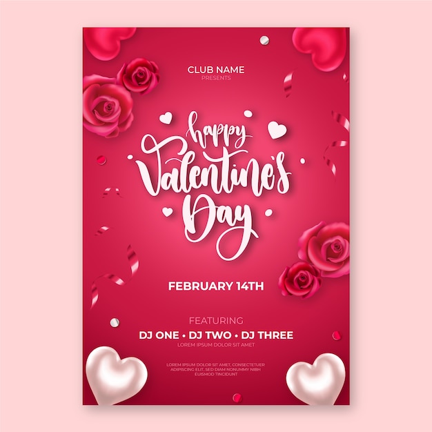 Free Vector realistic valentine's day vertical poster template