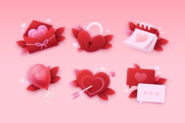 Free Vector realistic valentines day elements collection