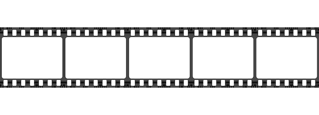 realistic vector icon. Film tape strip with white square. Isolated on white. Cinema concept.