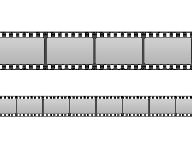 Free vector realistic vector icon. film tape strips in different shapes in transparency. isolated. cinema teater