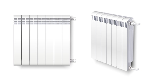 Free vector realistic vector icon heater oil radiator in side and front view