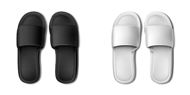 Realistic vector icon Hotel spa slippers in black and white view