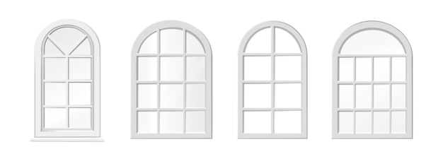 Free Vector realistic vector icon illustration arched white wood windows isolated