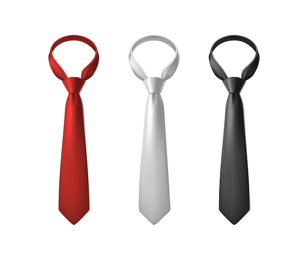 Free Vector realistic vector icon illustration set red black and white neck tie isolated on white