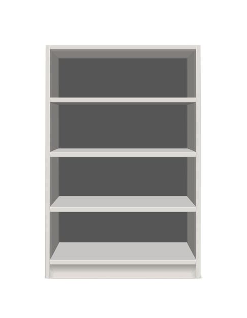 realistic vector icon Isolated bookcase with empty shelves